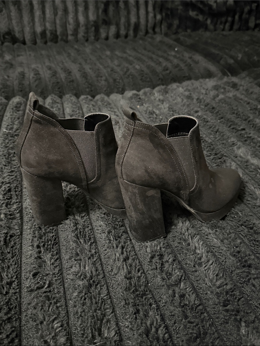 Worthington Black Suede Block Heel Chelsea Ankle Boots
